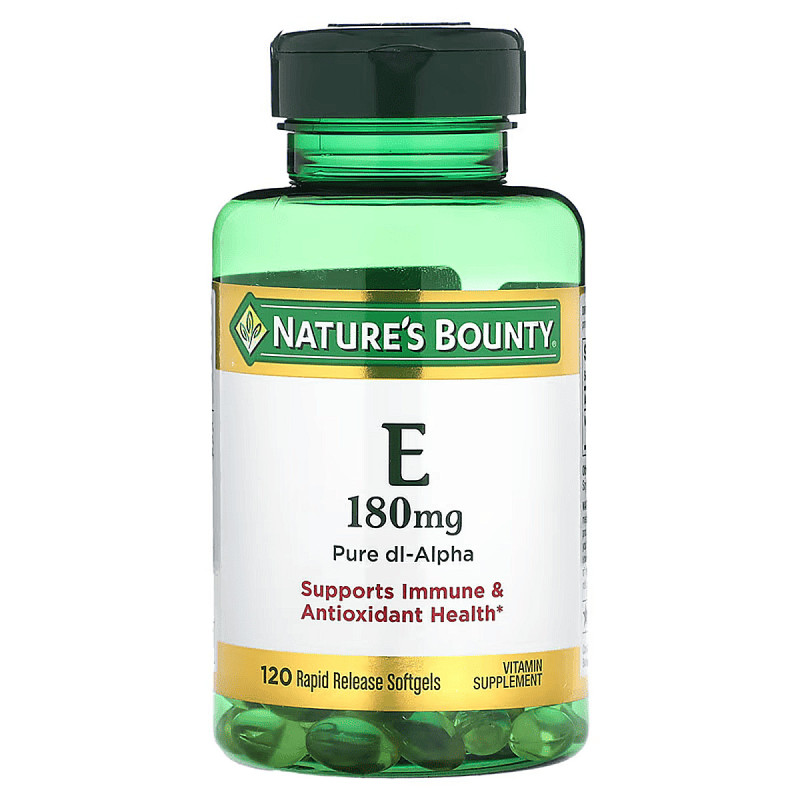 Витамин Е, 180 мг, Vitamin E, Nature's Bounty, 120 желатиновых капсул