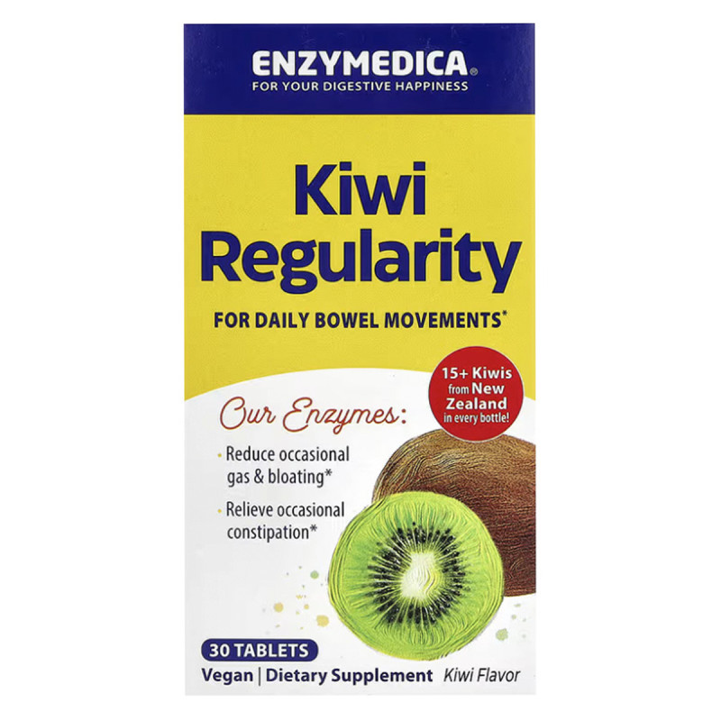 Киви, Kiwi Regularity, Enzymedica, 30 жевательных таблеток