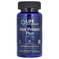 Залізо, Iron Protein Plus, IronAid, Life Extension, 100 вегетаріанських капсул