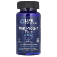 Залізо, Iron Protein Plus, IronAid, Life Extension, 100 вегетаріанських капсул