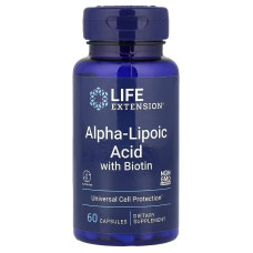 Альфа-ліпоєва кислота з біотином, 250 мг, Alpha-Lipoic Acid with Biotin, Life Extension, 60 капсул