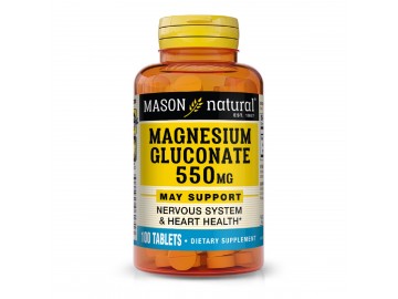 Глюконат магнію 550 мг, Magnesium Gluconate, Mason Natural, 100 таблеток