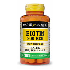 Биотин 800 мкг, Biotin, Mason Natural, 60 таблеток