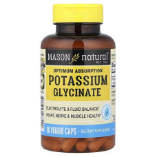 Калій гліцинат, Optimum Absorption Potassium Glycinate, Mason Natural, 90 вегетаріанських капсул