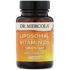 Липосомальный Витамин D3, 10000 МО, Liposomal Vitamin D3, Dr. Mercola, 90 капсул