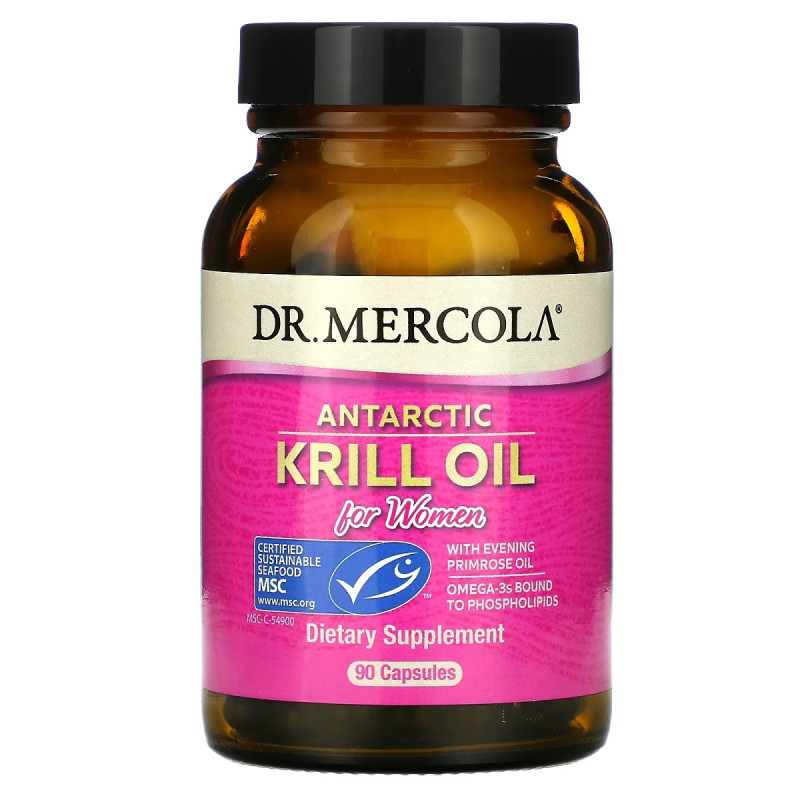 Олия антарктического криля для женщин, Antarctic Krill Oil for Women, Dr. Mercola, 90 капсул
