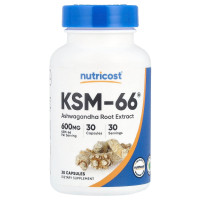 Екстракт кореня ашваганди, 600 мг, KSM-66, Ashwagandha Root Extract, Nutricost, 30 капсул