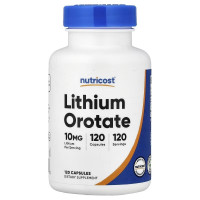 Літій оротат, 10 мг, Lithium Orotate, Nutricost, 120 капсул