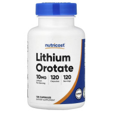 Літій оротат, 10 мг, Lithium Orotate, Nutricost, 120 капсул