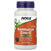 Бузина з Цинком та вітаміном С, Sambucus Zinc-C, Now Foods, 60 льодяників