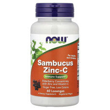 Бузина з Цинком та вітаміном С, Sambucus Zinc-C, Now Foods, 60 льодяників