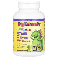 сВитамин C для детей, 250 мг, вкус апельсина, Chewable Vitamin C, Natural Factors, 90 жевательных таблеток