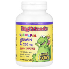Вітамін C для дітей, 250 мг, смак апельсина, Chewable Vitamin C, Natural Factors, 90 жувальних таблеток