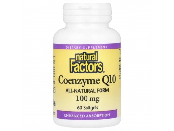 Коензим Q10, 100 мг, Coenzyme Q10, Natural Factors, 60 гелевих капсул