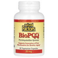 Пирролохинолинхинон PQQ, 20 мг, BioPQQ, Natural Factors, 30 вегетарианских капсул