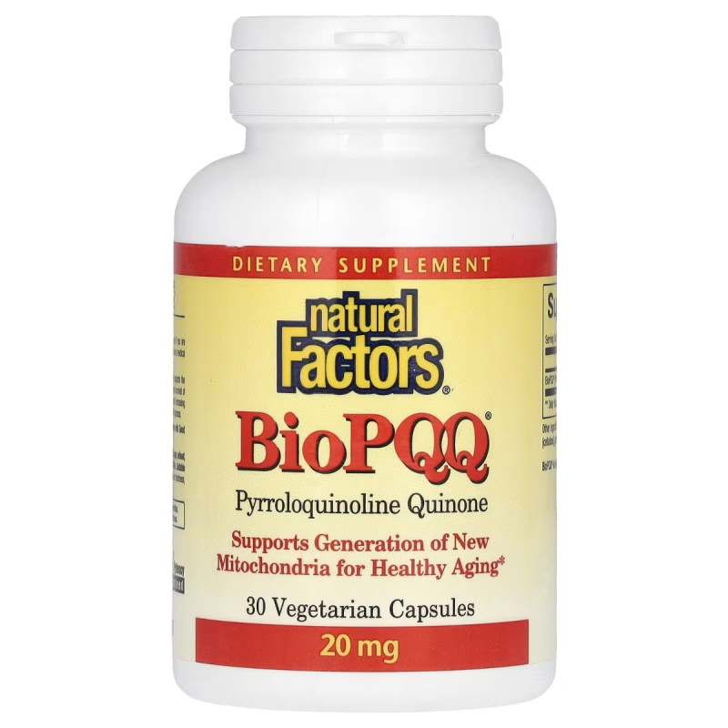 Пирролохинолинхинон PQQ, 20 мг, BioPQQ, Natural Factors, 30 вегетарианских капсул