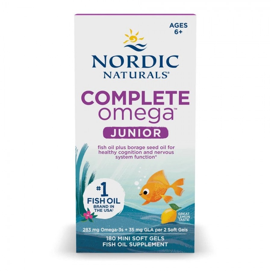 Риб'ячий Жир для Підлітків, Смак Лимона, Complete Omega Junior, Nordic Naturals, 283 мг, 180 капсул