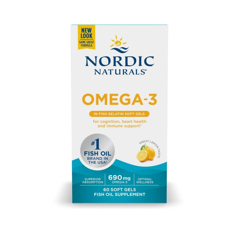 Омега-3, Лимонный вкус, Nordic Naturals, Омега-3, Лимон, 1000 мг, 60 гелевых капсул