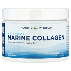 Морський колаген із вітаміном C, смак полуниці, Nordic Beauty, Marine Collagen with Vitamin C, Nordic Naturals, 150 г
