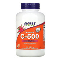 Витамин C, Вкус Апельсинового Сока, Chewable C-500, Now Foods, 100 жевательных таблеток