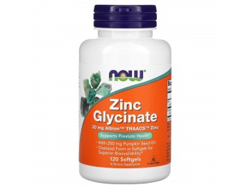 Гліцинат цинку, Zinc Glycinate, Now Foods, 120 гелевих капсул