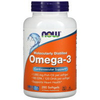 УЦІНКА Омега-3 1000мг, Now Foods, 200 желатинових капсул (вм'ятина)