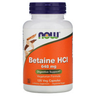 Бетаин HCl 648 мг, Now Foods, 120 вегетарианских капсул