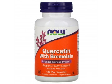 Кверцетин з Бромелайном, Quercetin with Bromelain, Now Foods, 120 вегетаріанських капсул