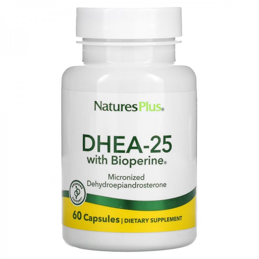 Дегідроепіандростерон з біоперином, 25 мг, DHEA-25 With Bioperine, Natures Plus, 60 капсул