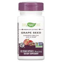 Экстракт виноградных косточек премиум-класса, 100 мг, Premium Extract, Grape Seed, Nature's Way, 60 вегетарианских капсул