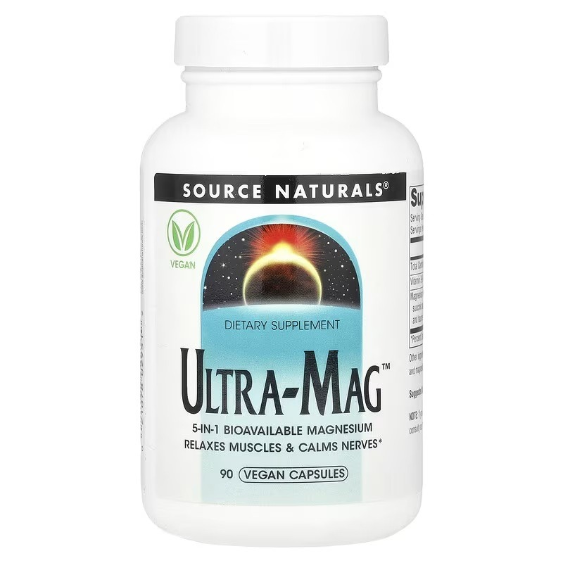 Ультра Магній та Вітамін B6, Ultra-Mag, Source Naturals, 90 веганських капсул