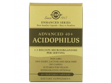 Пробіотики, Advanced 40+ Acidophilus, Solgar, 60 капсул