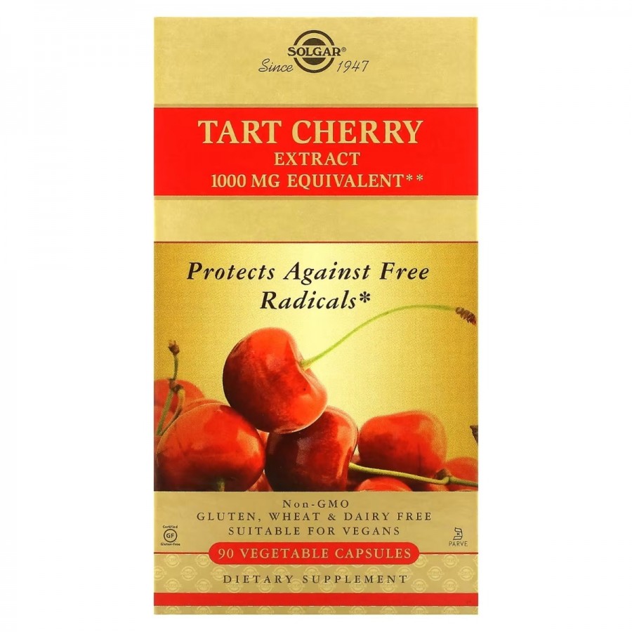 Екстракт терпкої вишні, 1000 мг, Tart Cherry Extract, Solgar, 90 вегетаріанських капсул