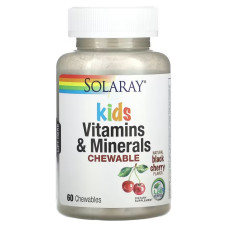 Вітаміни та мінерали для дітей, смак вишні, Kids Vitamins & Minerals Chewable, Solaray, 60 жувальних таблеток