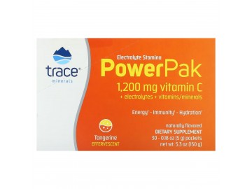 Електроліти, смак мандарину, Electrolyte Stamina PowerPak, Trace Minerals, 30 пакетів