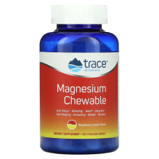 Магній, смак малина та лимон, Magnesium Chewable, Trace Minerals, 120 жувальних таблеток
