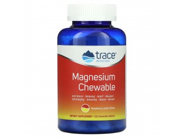 Магній, смак малина та лимон, Magnesium Chewable, Trace Minerals, 120 жувальних таблеток