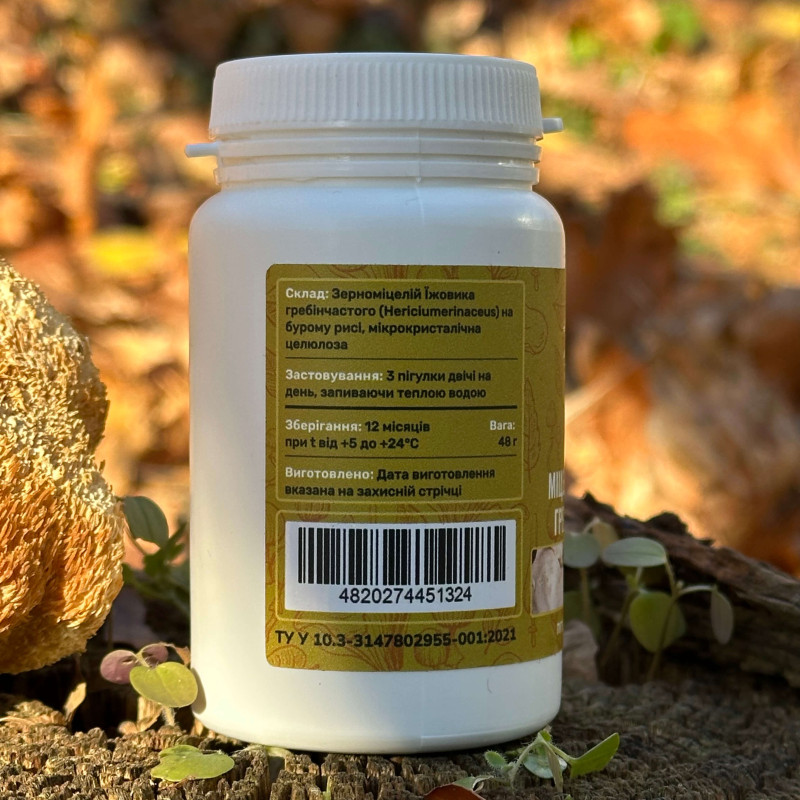 Міцелій їжовика гребінчастого, "Лісовик", 120 таблеток по 0,4 г