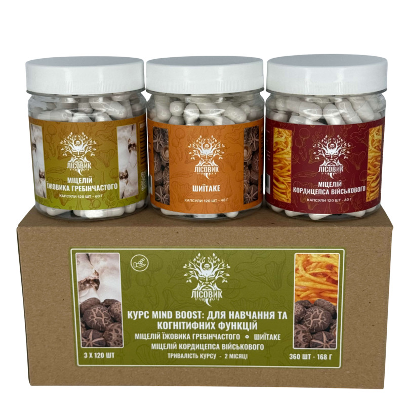 Курс Mind Boost v2: Для навчання та когнітивних функцій (2 місяці), "Лісовик", 360 капсул 