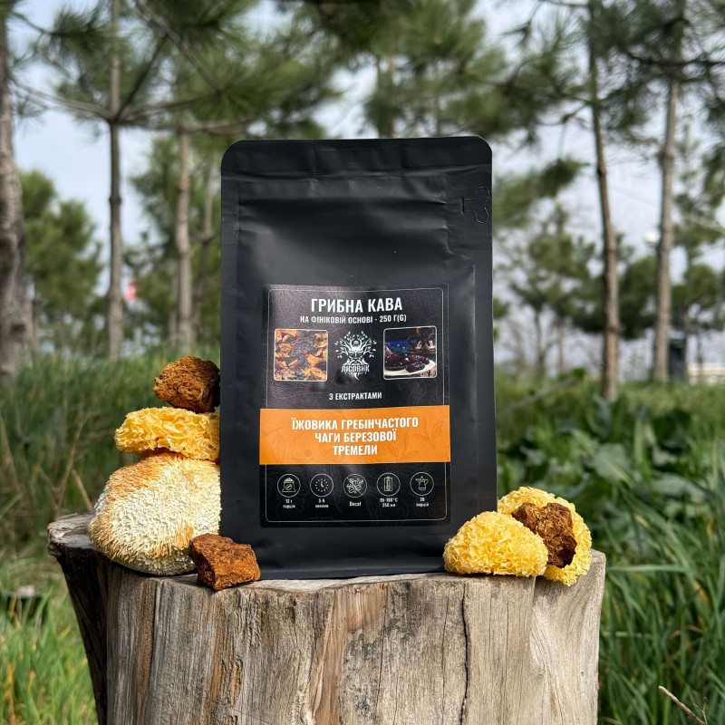 Грибна кава на фініковій основі (без кофеїну), "Лісовик", 250 грам