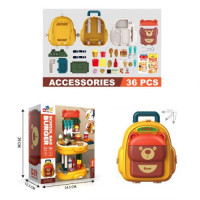 Игровой набор 3 в 1 - рюкзак, чемодан, игровой столик "Бургер", 36 элементов