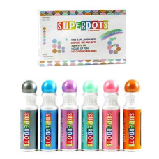 Точки маркеры 6 цветов, пастельные, золотой, серебряный, объем маркера 60 мл, в коробке