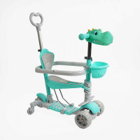 Самокат 5в1 "Best Scooter", с ДОП. КОЛЕСАМИ, защитный бампер, PU колеса со светом, в коробке