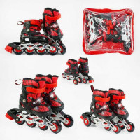 Ролики (размер 26-28; цвет КРАСНЫЙ, колеса PVC, стелька – 15-16.5 см, d колес – 6 см, переднее со светом, переставные колеса) в коробке