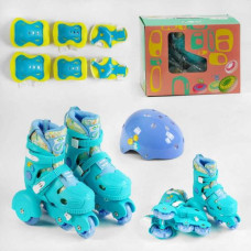 Ролики с защитой 77002-XS размер 26-29 (6) цвет СИНИЙ, колеса PU, ПЕРЕДНЕЕ КОЛЕСО СВЕТ, стелька – 15-16.5 см, d колес – 6 см, в коробке