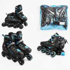Ролики /размер 39-43/ цвет – Синий (6) колеса PU, ПЕРЕДНЕЕ КОЛЕСО СВЕТ, d – 6.5 см, в сумке