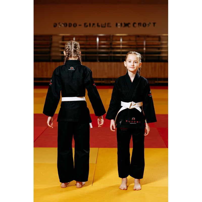 Черное детское кимоно для девочек, джиу-джитсу, TM BUDOGI, рост 140 см, плотность 350 гр/м.кв.