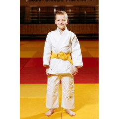 Белое детское кимоно для мальчиков, дзюдо, TM BUDOGI серия BEGINNER, рост 150 см, плотность 350 гр/м.кв.