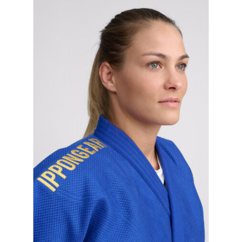 Синее женское лицензионное кимоно для дзюдо IPPON GEAR LEGEND 2, IJF (approved 2023) Women, Рост 175 см, Хлопок, Полиэстер