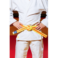Жовто-помаранчевий пояс для дзюдо ТМ "Kintayo", Зріст 180 см, Довжина 280 см, Ширина 4 см, Бавовна, Поліестер